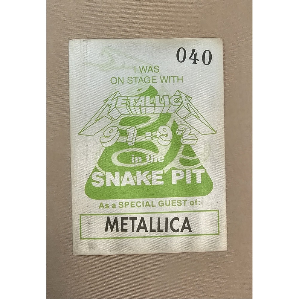 Metallica Snake Pit "I Was On Stage With Metallica" Special Guest Pass #040